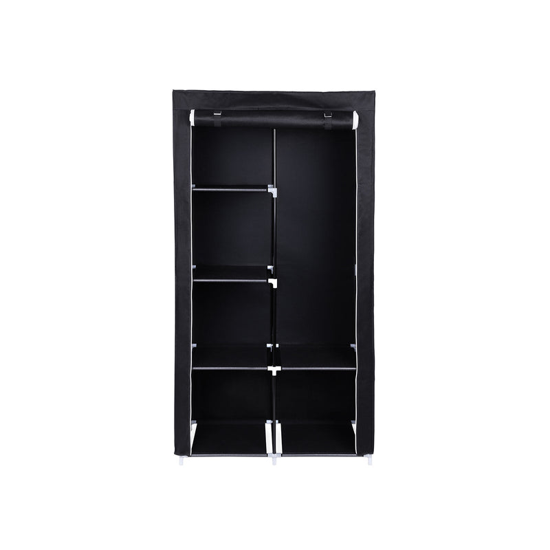 Armoire en tissu - armoire - rails de vêtements - 6 étagères - porte-vêtements - armoire - noir