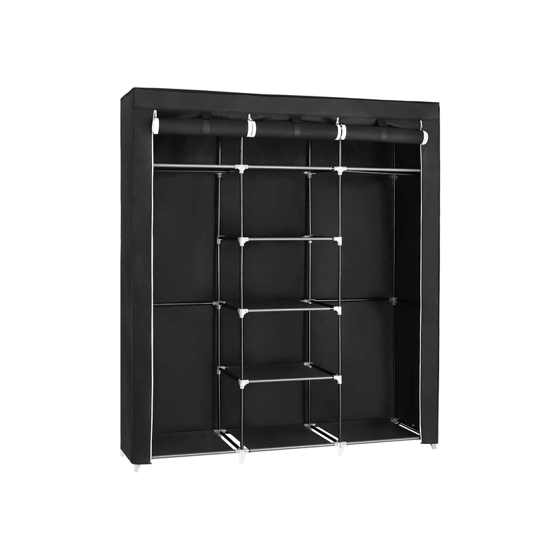 Armoire - armoire pliante - boîtier en tissu - armoire pliable - avec 2 tiges de vêtements - 175 x 150 x 45 cm - noir