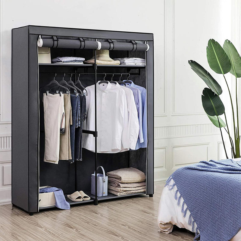 Armoire - armoire - avec des tiges de vêtements - gris