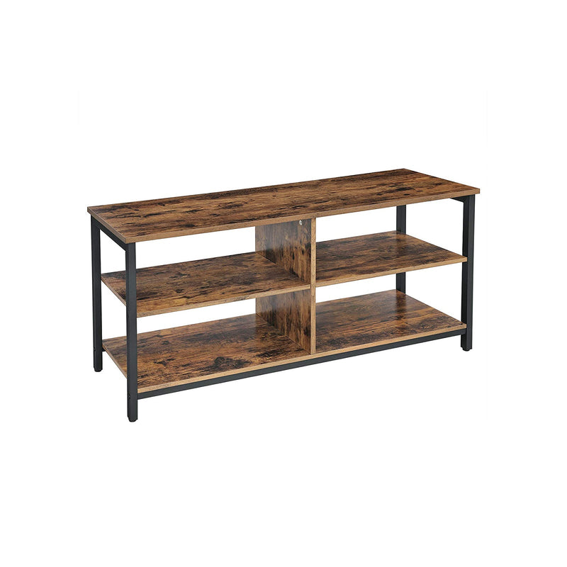 TV Rack - Masă de cafea - cu 4 rafturi - design industrial - maro închis