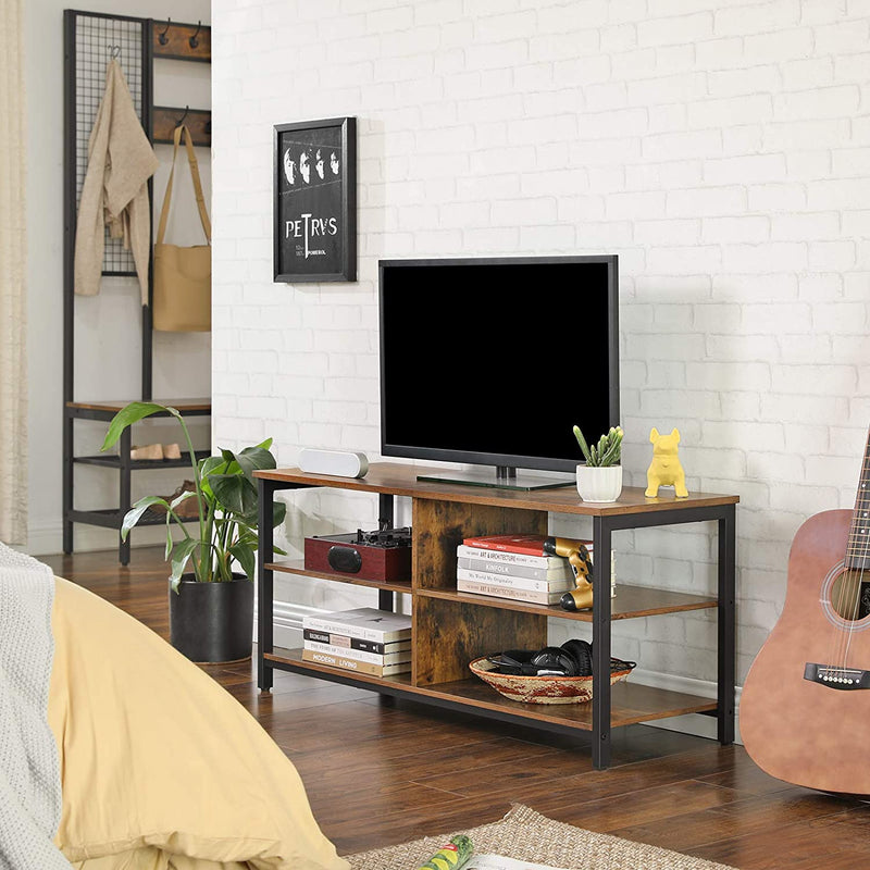 TV Rack - Masă de cafea - cu 4 rafturi - design industrial - maro închis