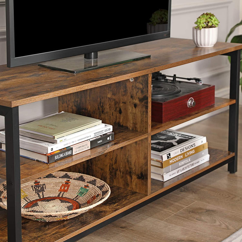 TV Rack - Masă de cafea - cu 4 rafturi - design industrial - maro închis