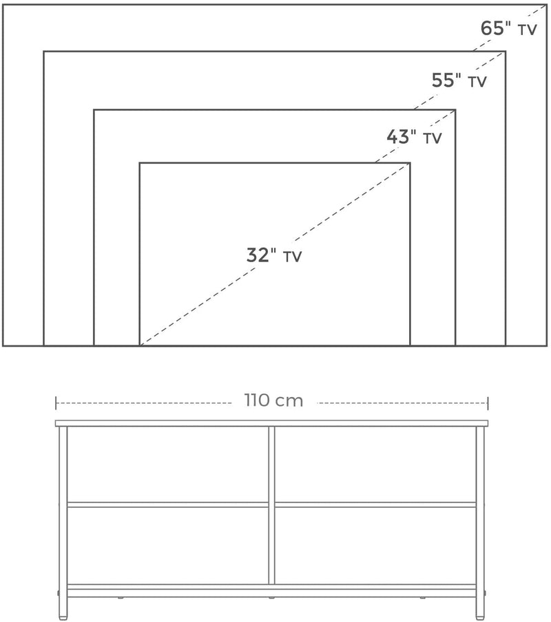 TV Rack - Masă de cafea - cu 4 rafturi - design industrial - maro închis