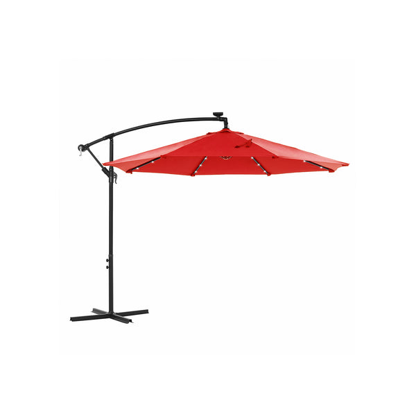 Parasol - med LED Sunlight Light - Sunshade - Rød