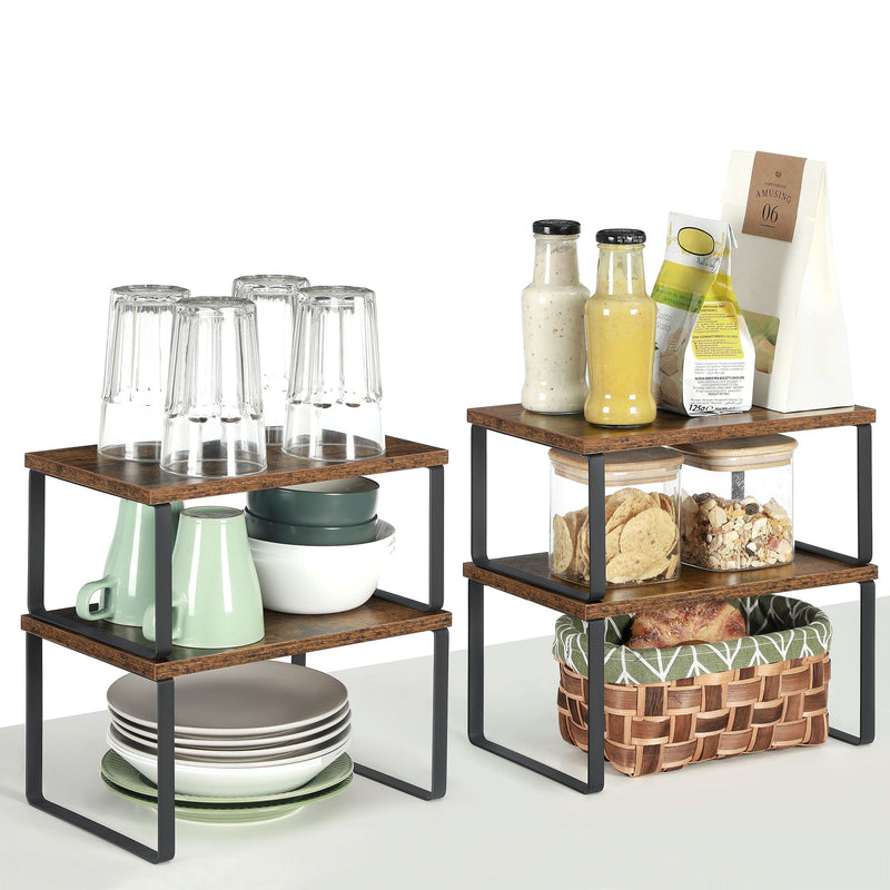 Herb Racks - Kitchenplank - Organizator de bucătărie - cu cadru metalic - set de 2 - maro închis