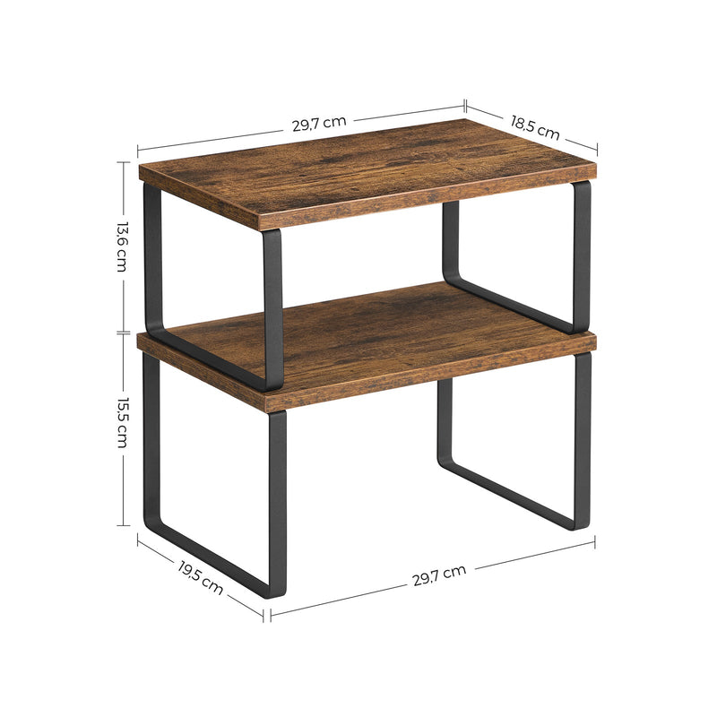 Rack à base de plantes - planche à base de plantes - Storage de cuisine - étagère de cuisine - Ensemble de 4 - Stand - Brown vintage / noir