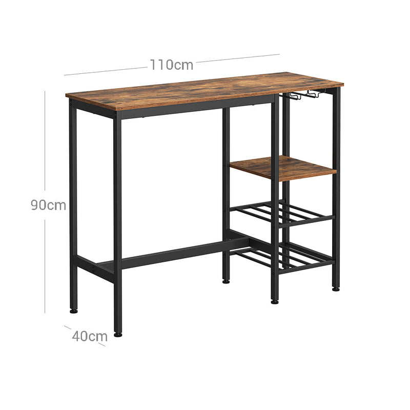 Barbord med indehavere til vinglas og flasker - Køkkenbord - Brun / sort