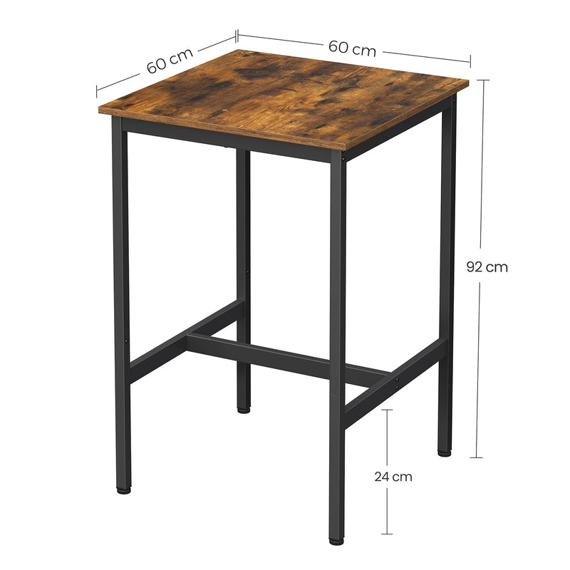 Barbord - Högt köksbord - Stålram - 60 x 60 x 92 cm