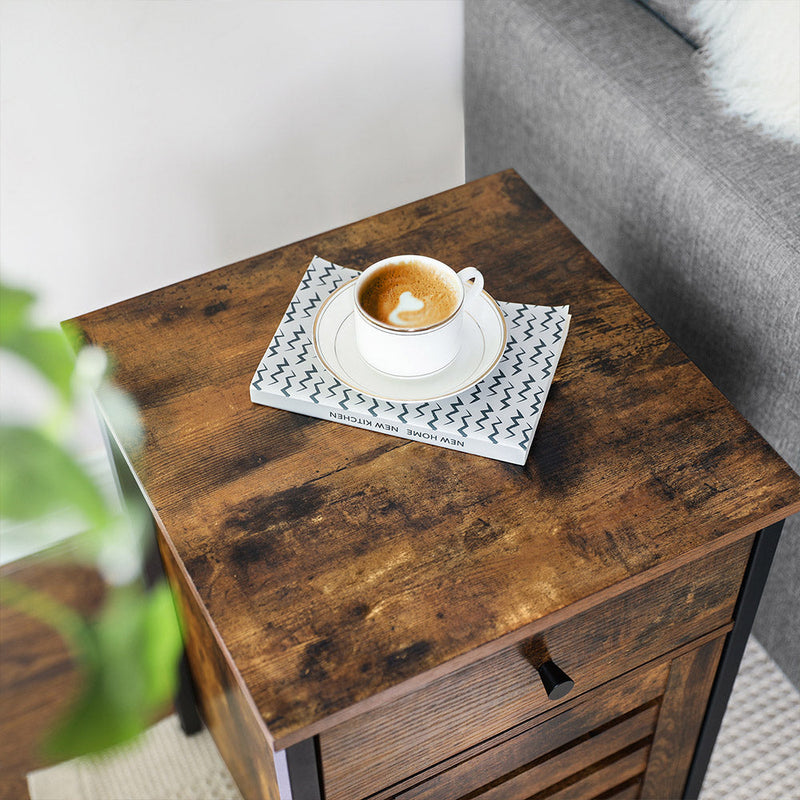 Table de chevet - avec tiroir - table d'appoint avec porte de louvre - style industriel