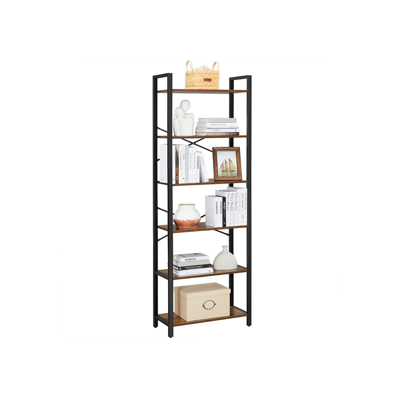 Boekenkast - Met 6 niveaus - 30 x 120 x 172,5 cm - Bruin-zwart