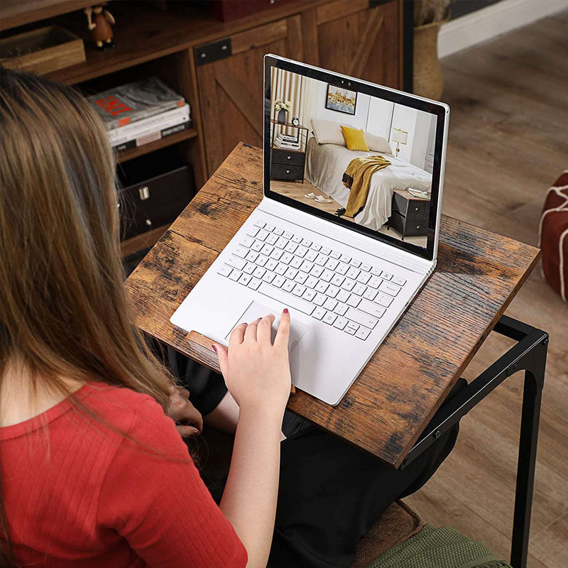 Sofa Bijzettafel - Laptoptafel - Met kantelbare top - Vintage Bruin / Zwart