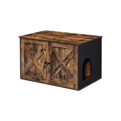 Litter Box - Cat House - cu uși - Vintage Brown -Black