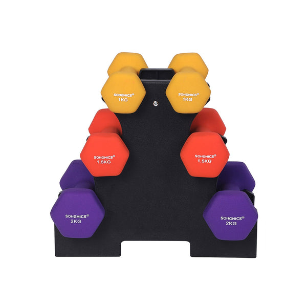 Ensemble d'haltères - Dumbels - avec support - ensemble de 1, 1,5, 2 kg