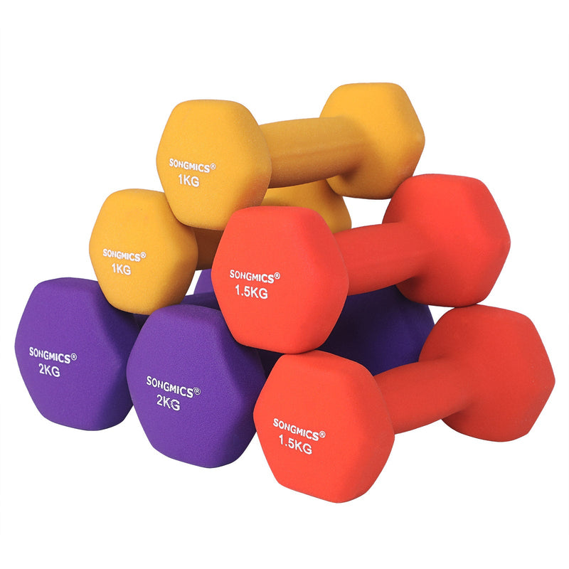 Set de gantere - Dumbels - cu suport - set de 1, 1,5, 2 kg