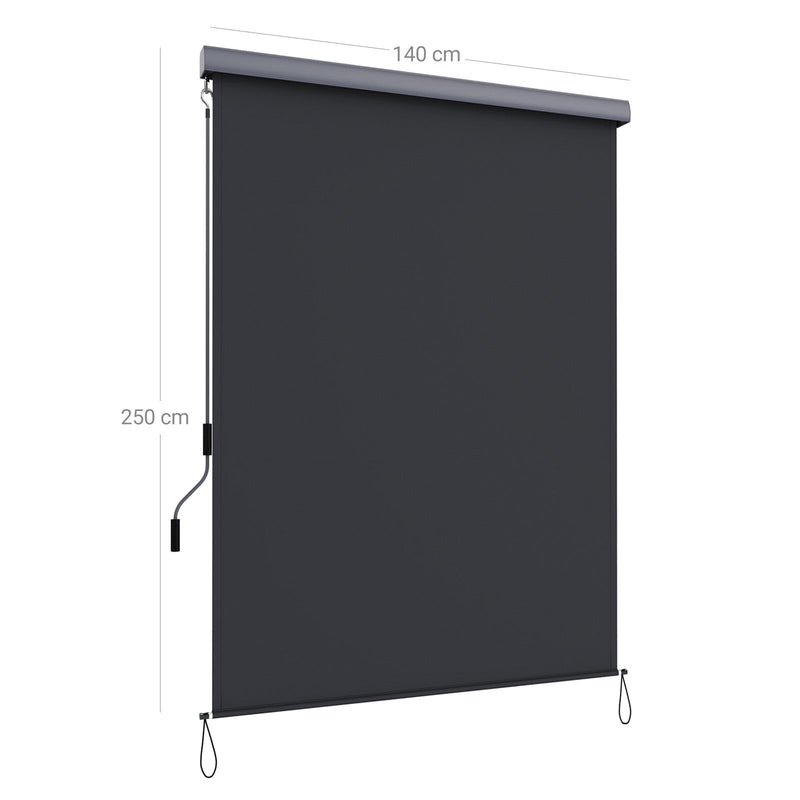 Roller Blind - Paravent pentru Outdoor - Sunshade - Vizualizare Protecție - pentru balcon - Terasa - Grădină - Cu locuință - Gri - 2,5 x 1,4 m