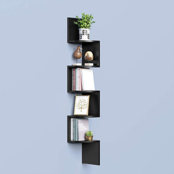 Corner Colined - Corner Rack - Wall Rack - 5 etaje - Hungcase - Zigzagrek - Bibliotecă - Negru