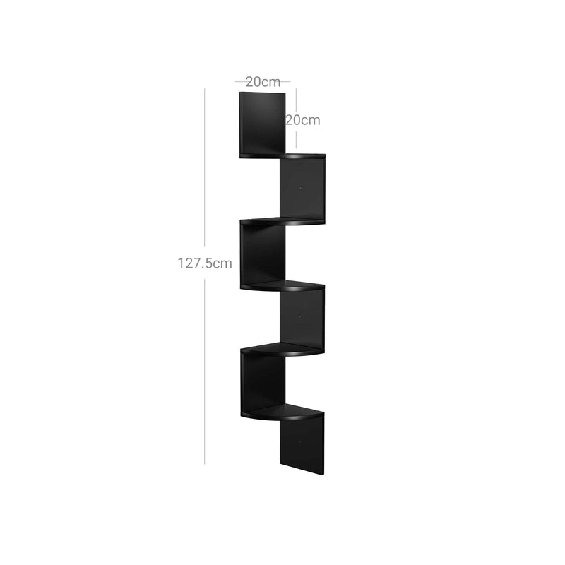 Corner Colined - Corner Rack - Wall Rack - 5 etaje - Hungcase - Zigzagrek - Bibliotecă - Negru